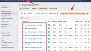 Tìm kiếm từ khóa có khả năng hiển thị Featured Snippet